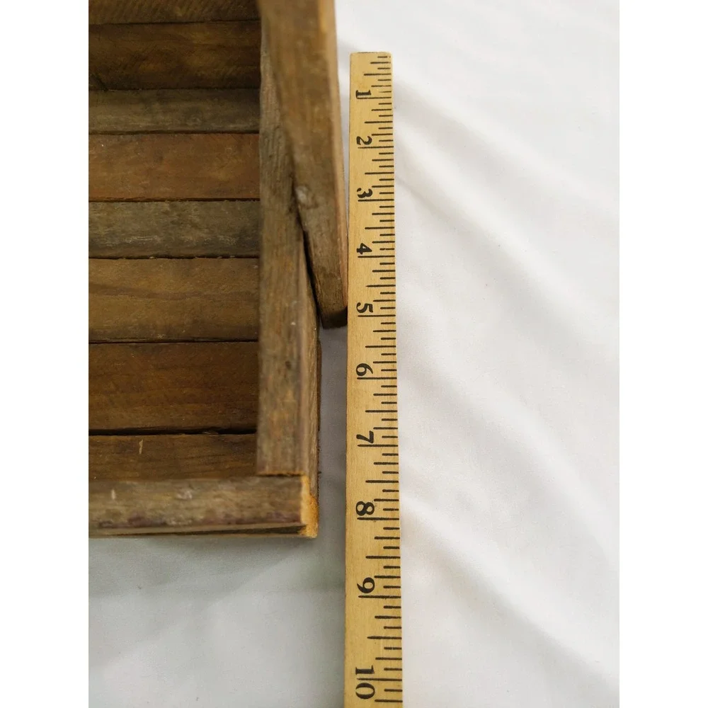 vtg Handmade Rustic Wooden Farmhouse‎ Crate Carry Basket Decor Planter Holder